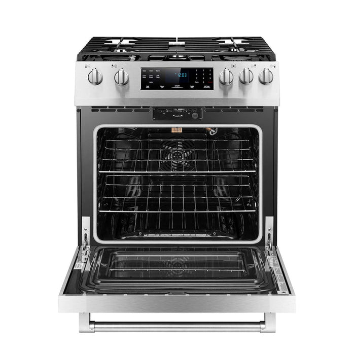 Fotile Appliance Package 30 In. Gas Range and 30 In. Black Range Hood with Push Buttons, 850 CFM, AP-RLS30506
